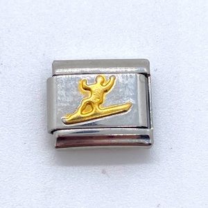 Snowboarding Uberry Italian Charm for Bracelet Silver Tone Winter Sports